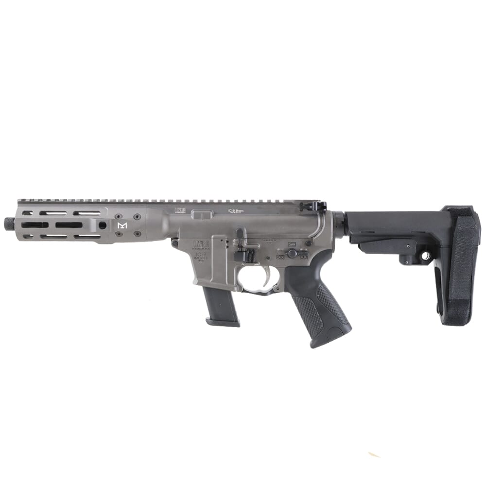 LWRC IC-9 9mm 8.5" 1:10" 1/2x28 Bbl Tungsten Grey Pistol w/SBA3 Brace ICP9TG8SBA3