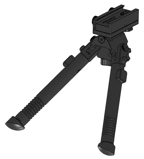 TRT Tactical Bipod, +/- 25 cant, +/- 30 swivel, rubber feet BP-S-FM-R BP-S-FM-R