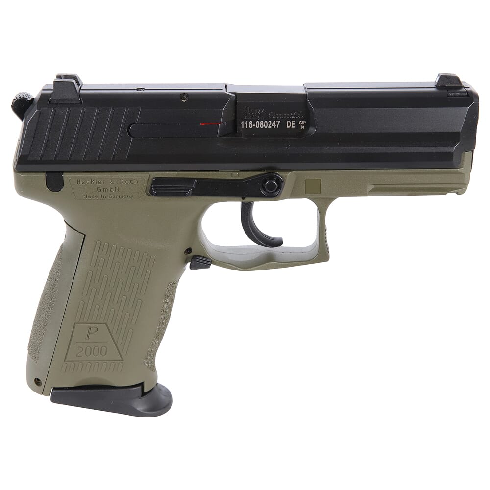 HK P2000 V3 9mm 3.66" Bbl DA/SA OD Green Pistol w/(2) 13rd Mags 81000061