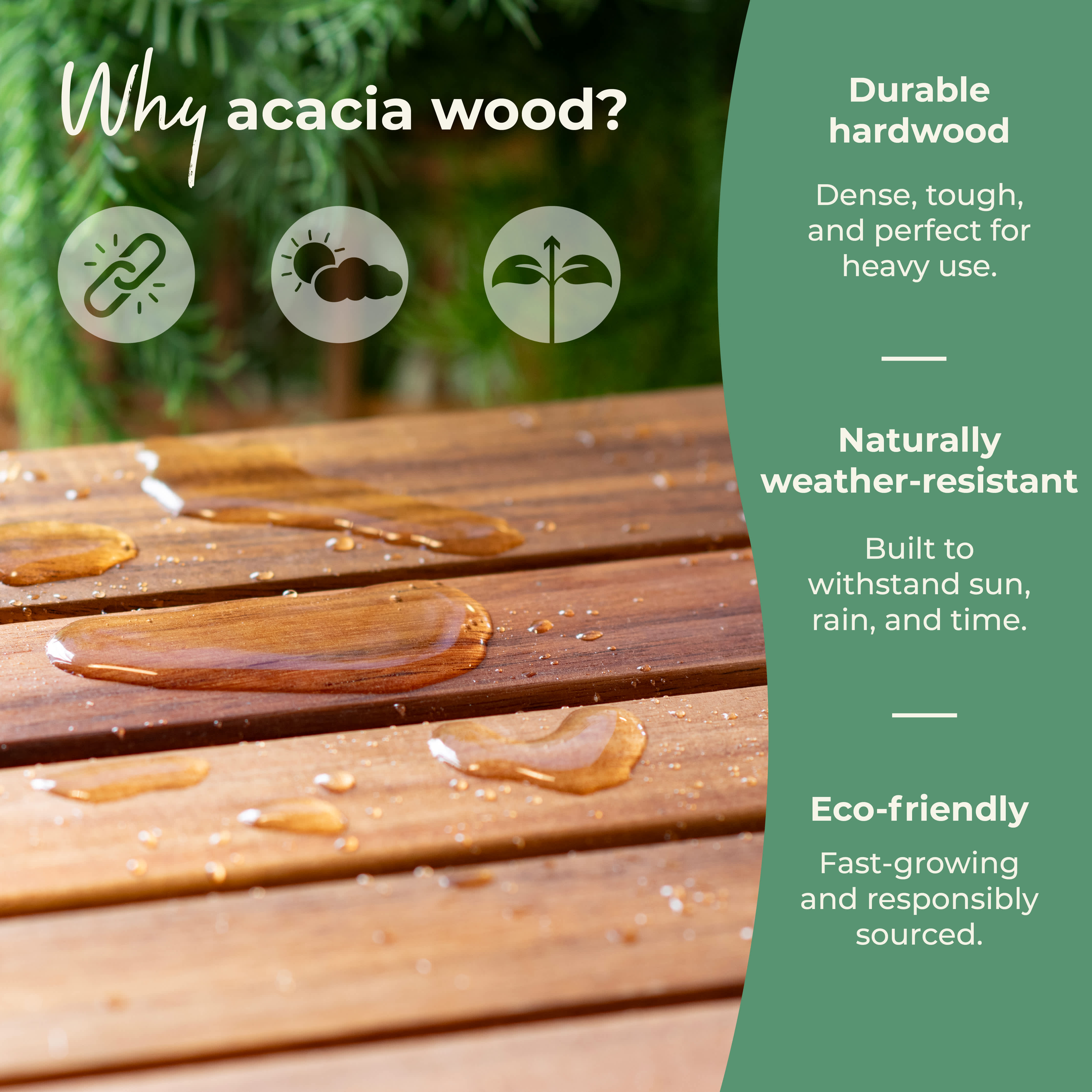 Made from Durable Acacia Wood