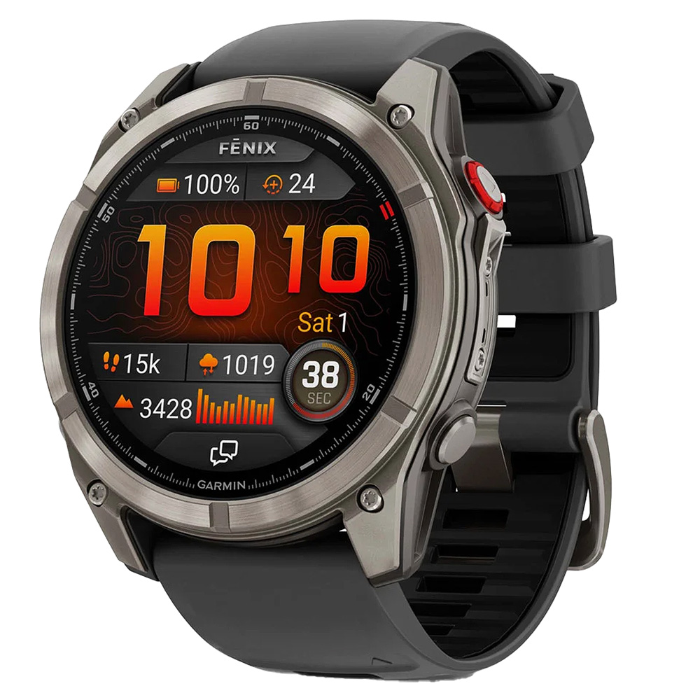 Garmin fenix 8 Pro 51 mm AMOLED Sapphire Titanium w/Graphite/Black Silicone Band GPS Smartwatch 010-03199-10