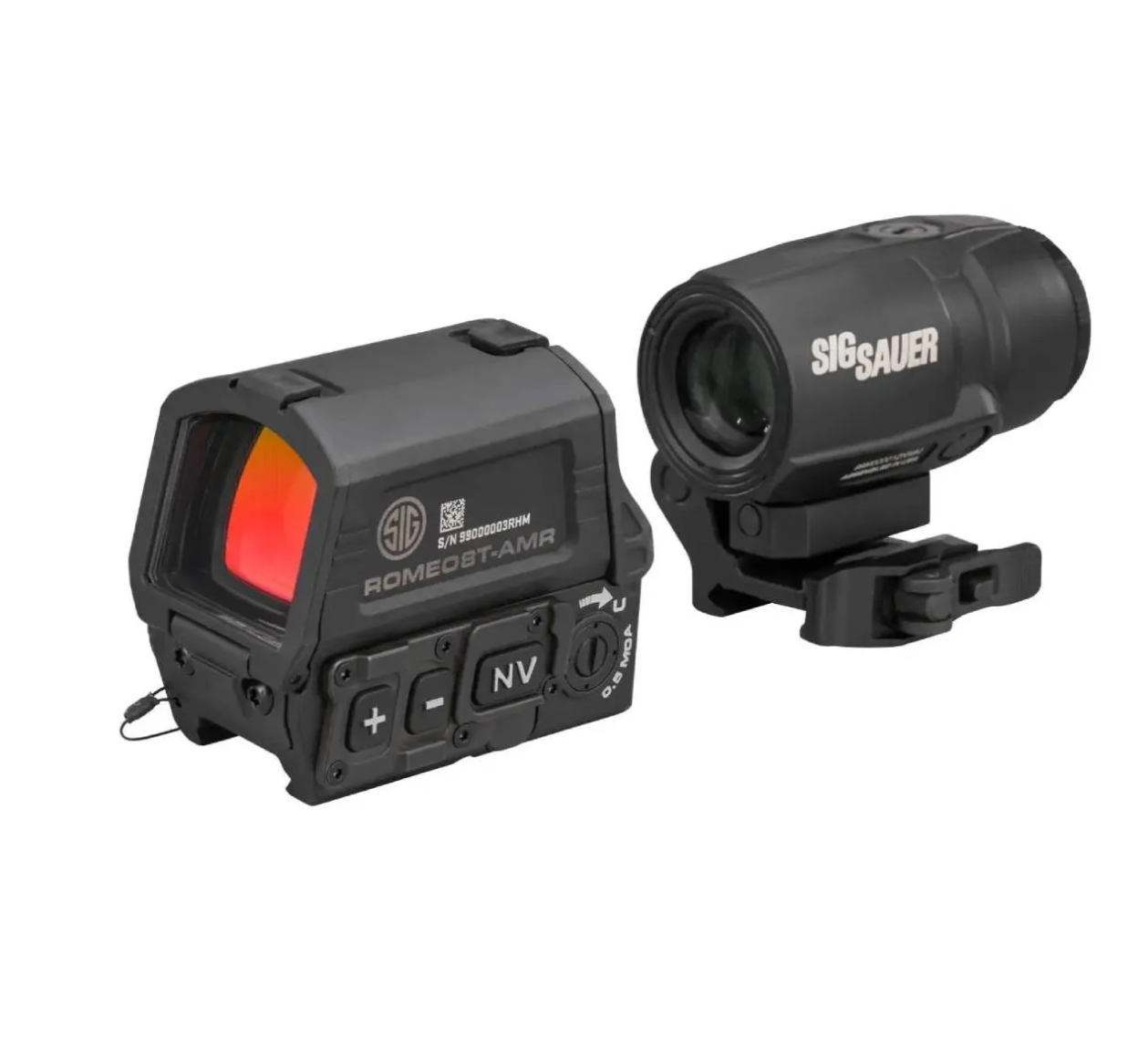 Sig Sauer USED ROMEO8T-AMR 1x40mm QBCD 2.0 MSAR Red Dot Sight/JULIET3T-AMR 3x22mm MSAR-Compatible Micro Magnifier Combo Kit SORJ8T101 - Excellent Condition USED8207