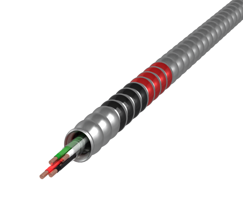 Product image for 8/3 W/G BK/RD/WT MC CABLE STR CU W/ALUM JKT CUT REEL