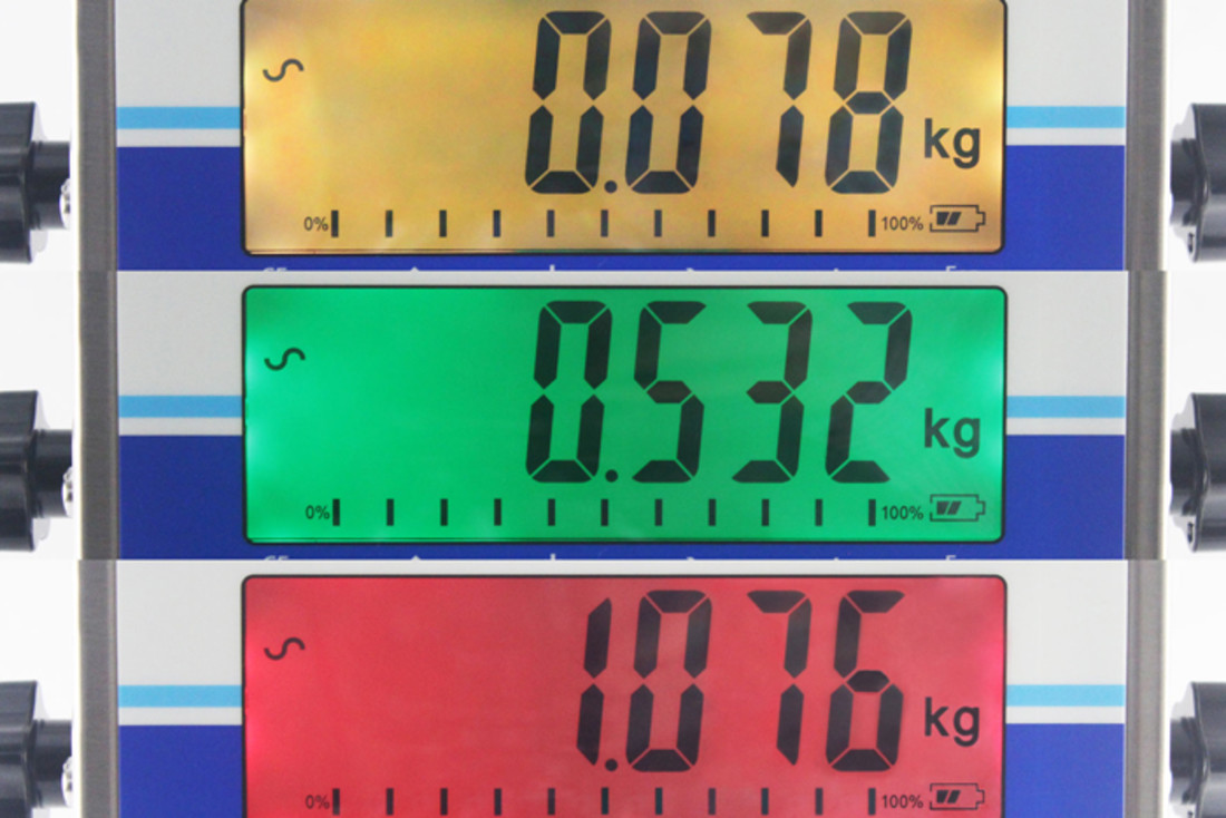 Backlit display changes color for easy checkweighing