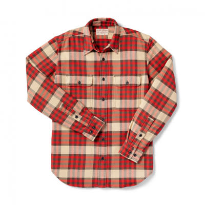 Filson Vintage Flannel Work Shirt Red Tartan MD 10689