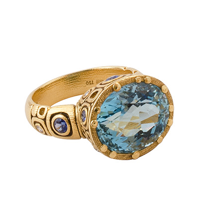 Alex Sepkus 18K Sapphire and Diamond "Little Windows" Ring