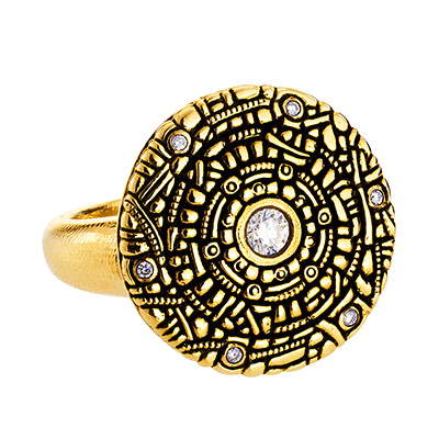 Alex Sepkus 18K and Diamond "Shield" Ring