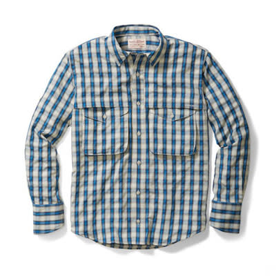 Filson Angler Shirt Aspen Blue Plaid XL 10604