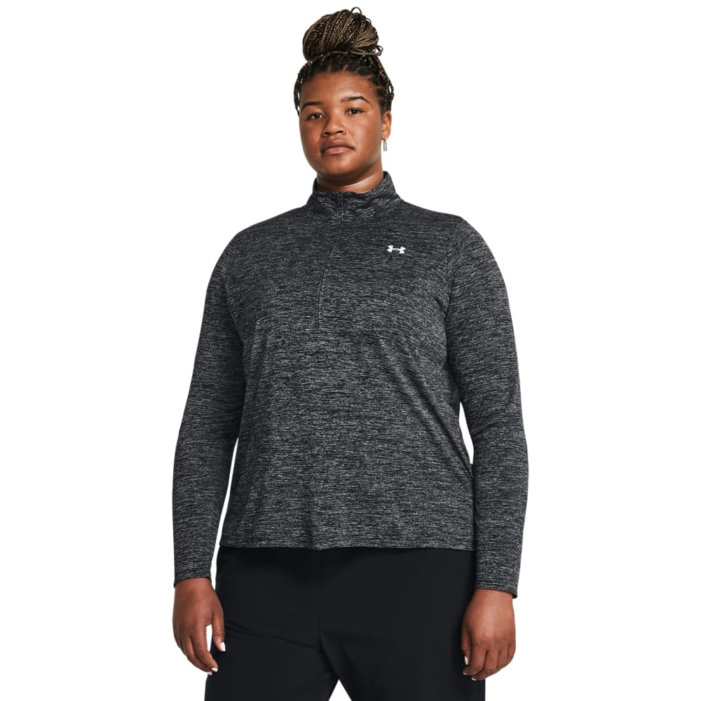 Under Armour Women's Tech Half-Zip Twist Longsleeve Black/White Shirt 1384225-00100 - Main Image