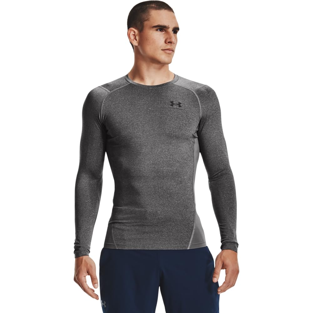 Under Armour Men's Heatgear Longsleeve Carbon Heather/Black Compression Shirt 1361524-09000 - Main Image