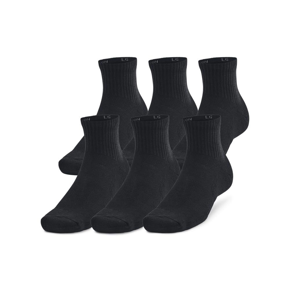 Under Armour Adult Unisex TC Black/White Quarter Socks 1386318-00100 - Main Image