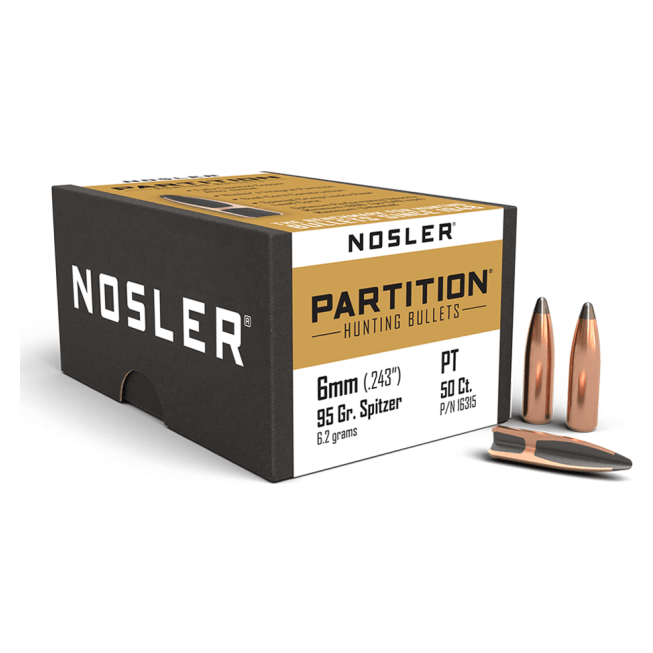 Nosler Partition P - 6mm 95g SP (50ct) Bullets 16315