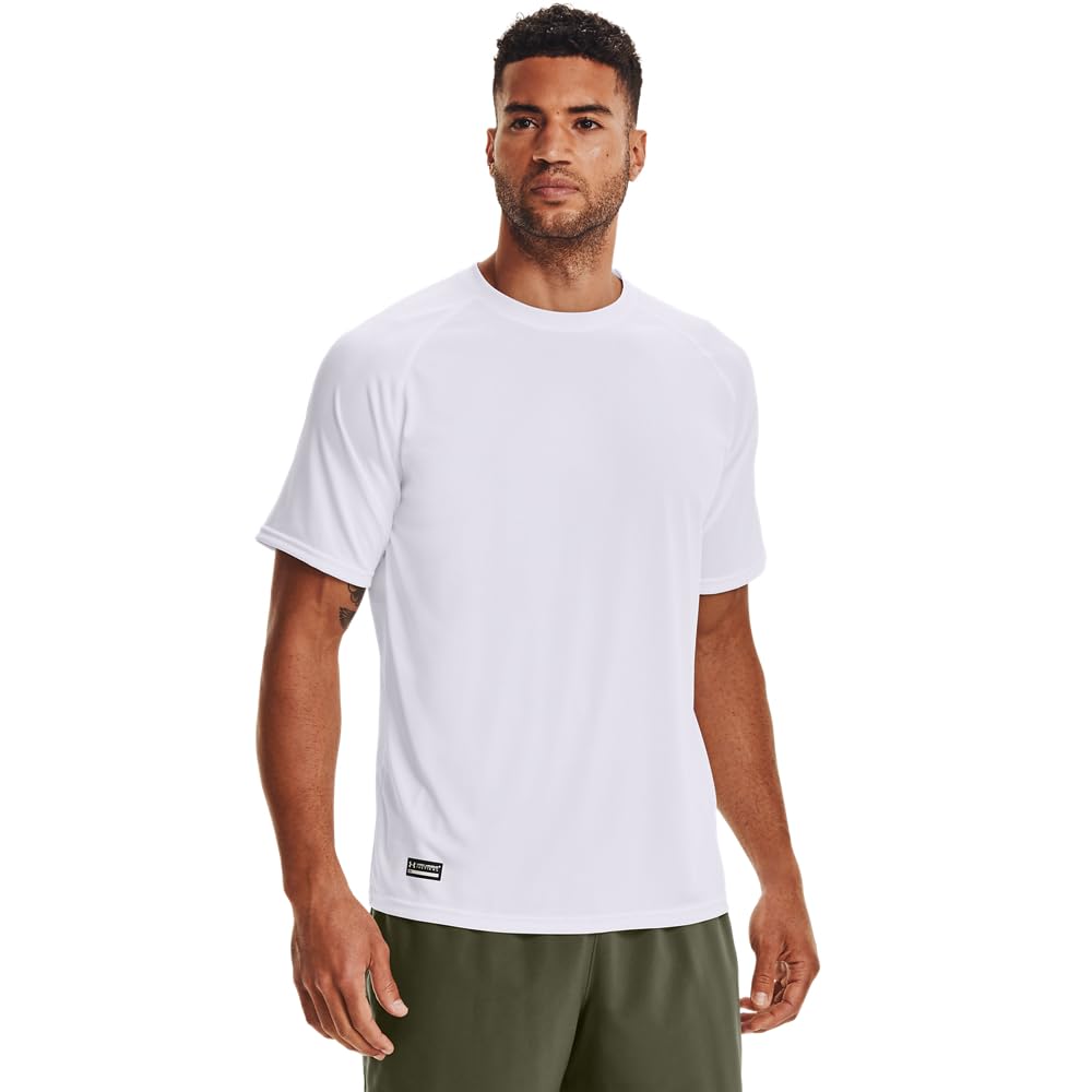 Under Armour Men's Tactical Tech Shortsleeve White Shirt 1005684-10100 - Main Image