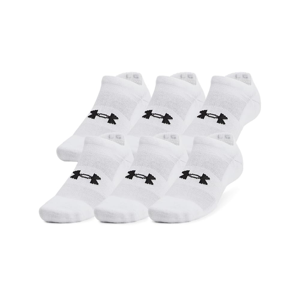 Under Armour Adult Unisex TC White/Black No-Show Socks 1386317-10000 - Main Image