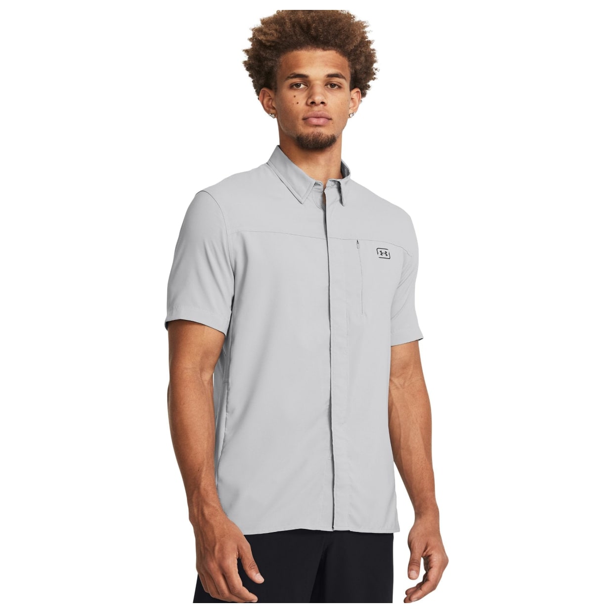 Under Armour Men's Fish Pro Hybrid Woven Shortsleeve Mod Gray/Castlerock Shirt 1383571-01100 - Main Image
