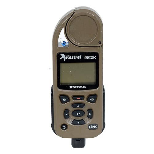 Kestrel Sportsman Weather Meter w/ Applied Ballistics, LiNK, &Vane Mount Coyote Brown 0857SLVBRN