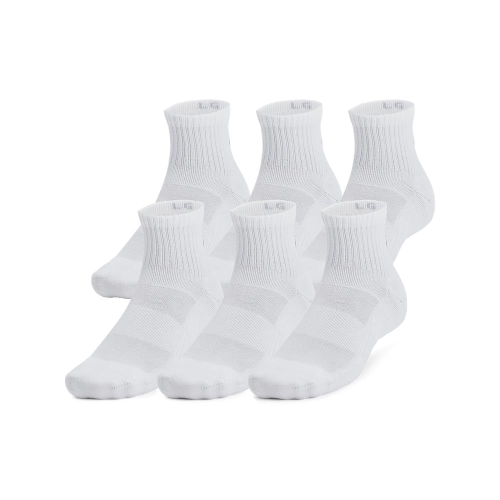 Under Armour Adult Unisex TC White/Black Quarter Socks 1386318-10000 - Main Image