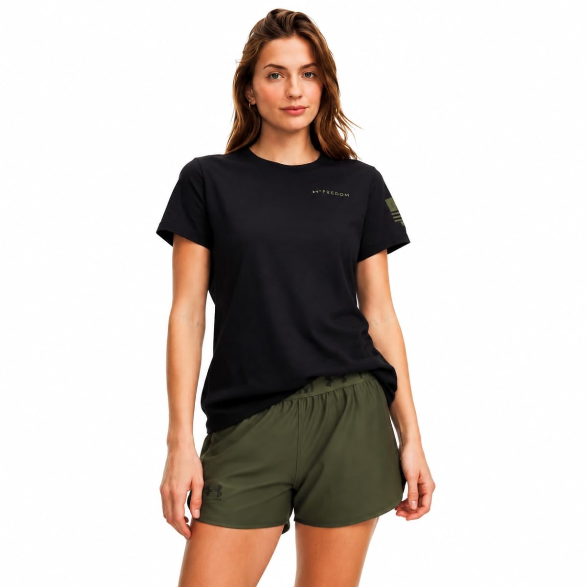 Under Armour Women's Freedom Flag Shortsleeve Black/Castlerock Shirt 6017060-00100 - Main Image