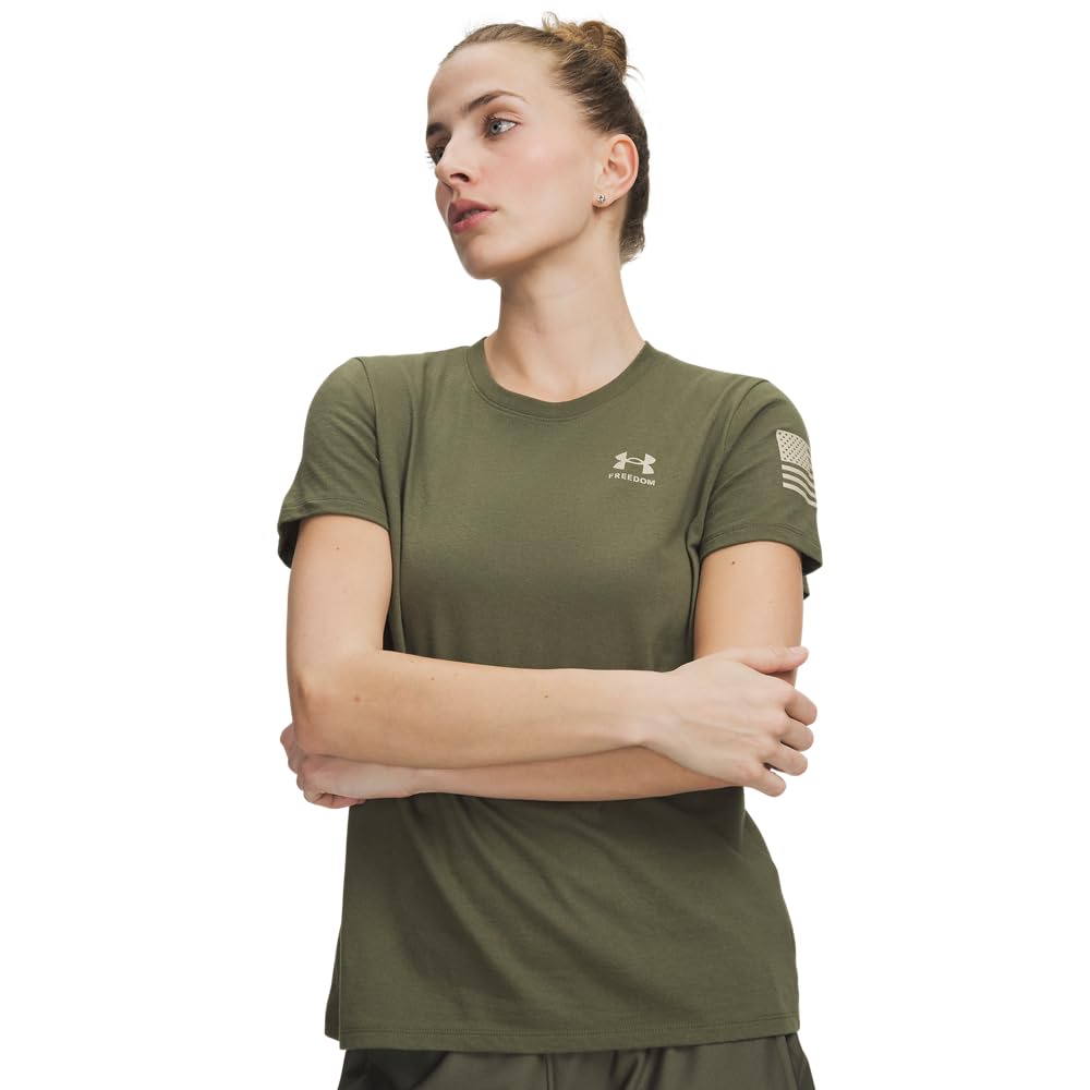 Under Armour Women's Freedom Flag Shortsleeve Marine OD Green/Desert Sand Shirt 6017060-39000 - Main Image
