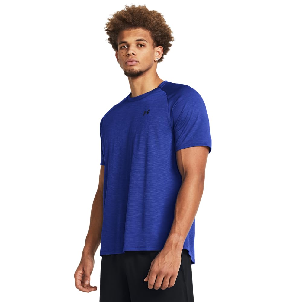 Under Armour Men's Tech Shortsleeve Royal/Black Textured Shirt 1382796-40000 - Main Image