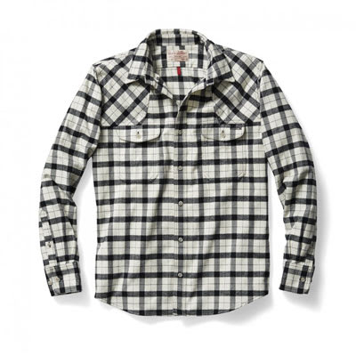 Filson Hunting Shirt Cream Flannel Black MD 10497