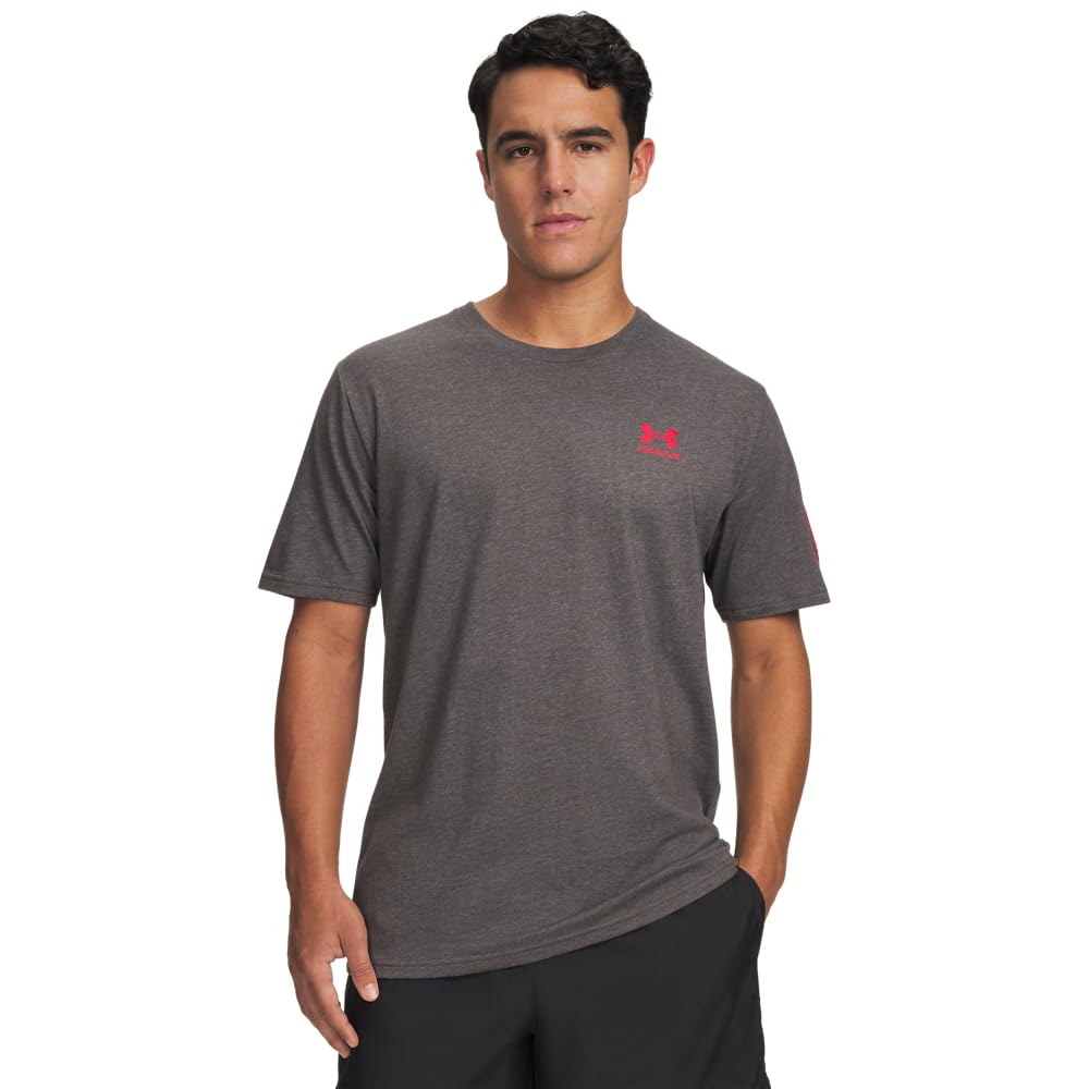 Under Armour Men's Freedom Flag Shortsleeve Charcoal Medium Heather/Red Shirt 6004096-01901 - Main Image