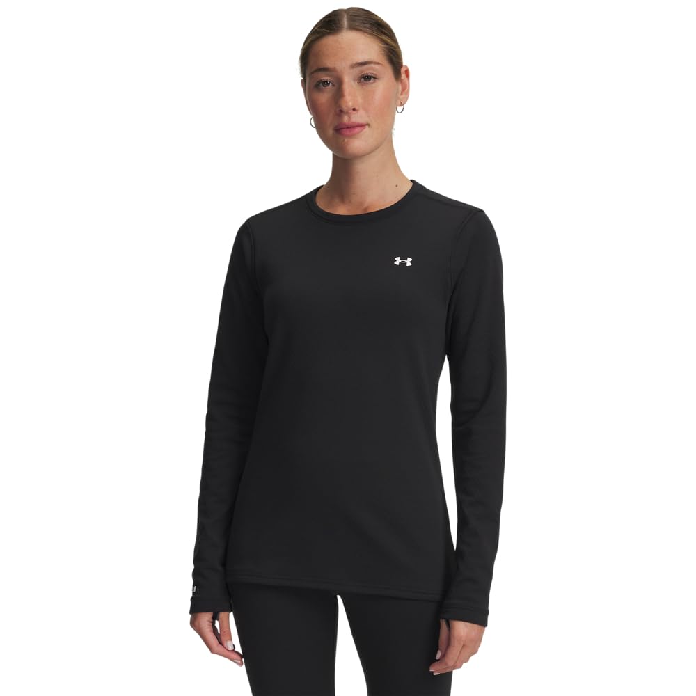 Under Armour Women's Coldgear Base 3.0 Crew Longsleeve Black/White Shirt 6004065-00200 - Main Image