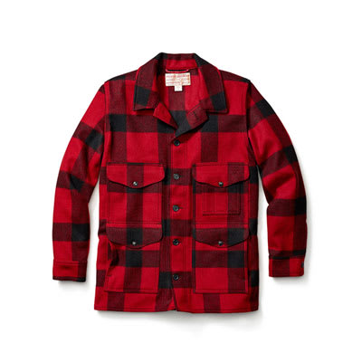 Filson Wool Mackinaw Cruiser Red Black Plaid SM 10400