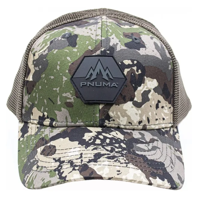 Pnuma Outdoors Lifestyle Mesh Trucker Cap, Center Patch, Caza Camo P608C