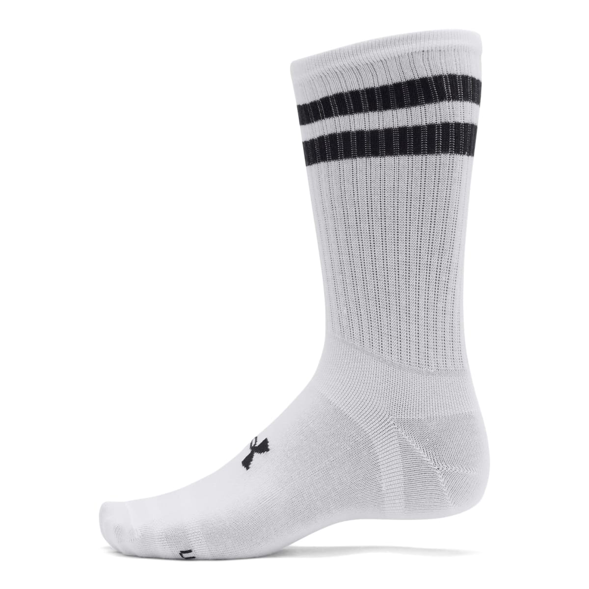 Under Armour Adult Unisex Essential White/Black Crew Socks 1387058-10100 - Main Image