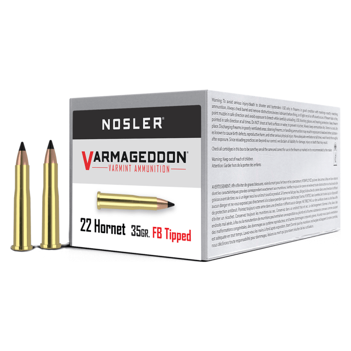 Nosler Varmageddon VGA - 22 Hornet 35g VG FBT (50ct) Ammunition 41132