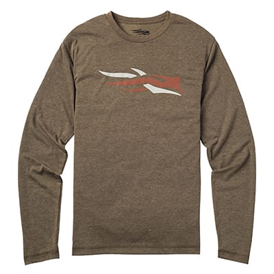 Sitka Logo Tee LS Mud Small|20045-MD-S