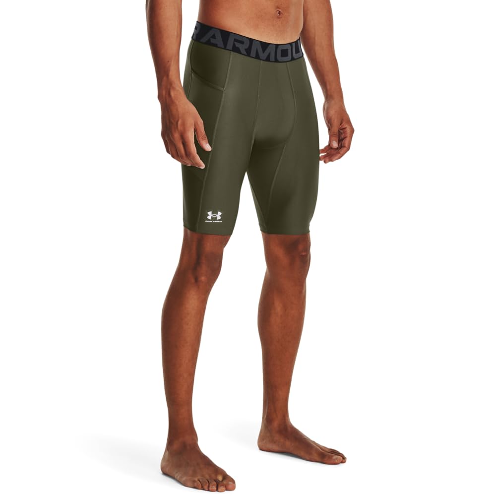 Under Armour Men's Heatgear Armour Marine OD Green/White Long Shorts 1361602-39000 - Main Image
