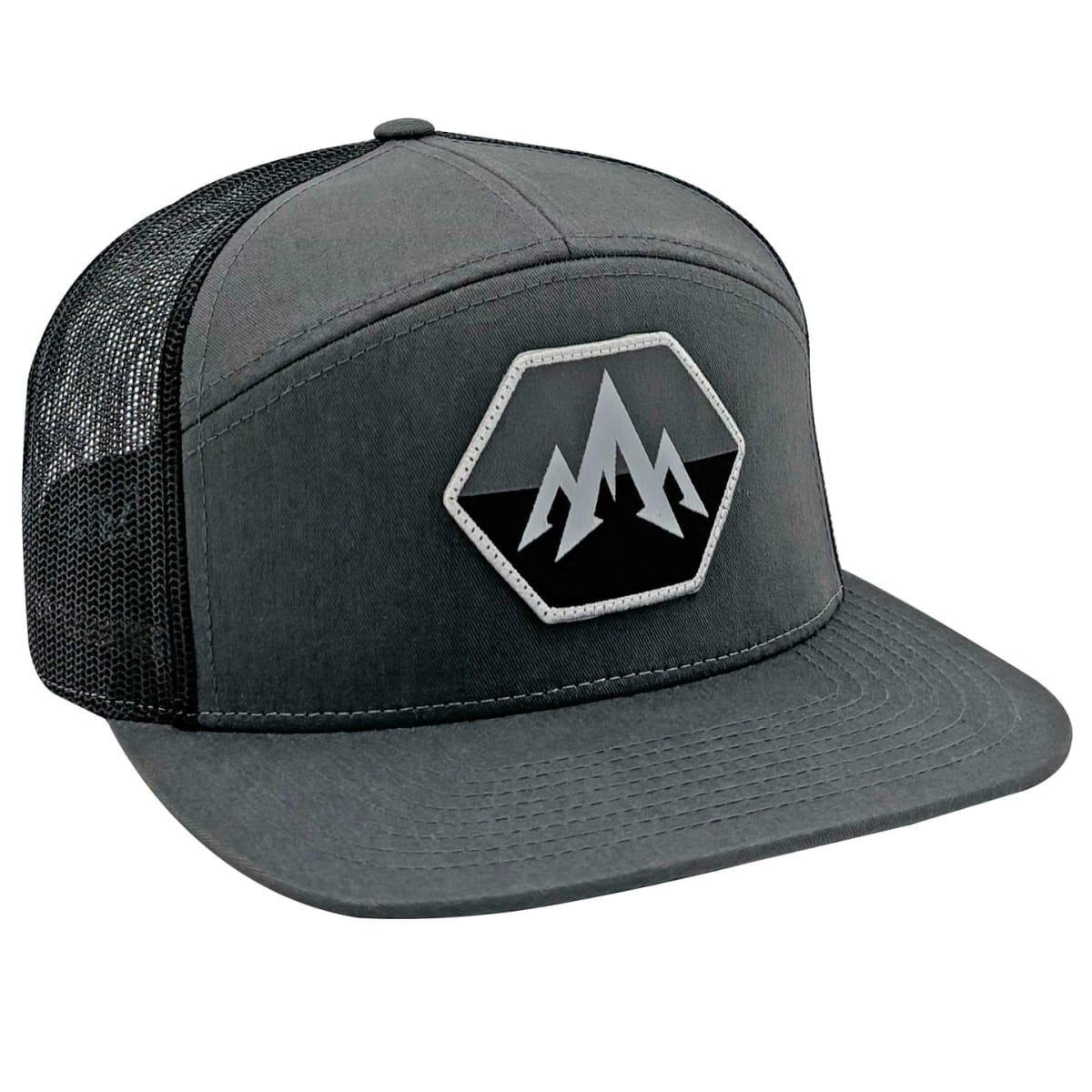 Pnuma Outdoors Hex Flat Brim Trucker Cap, Charcoal Color CP-HX-CH