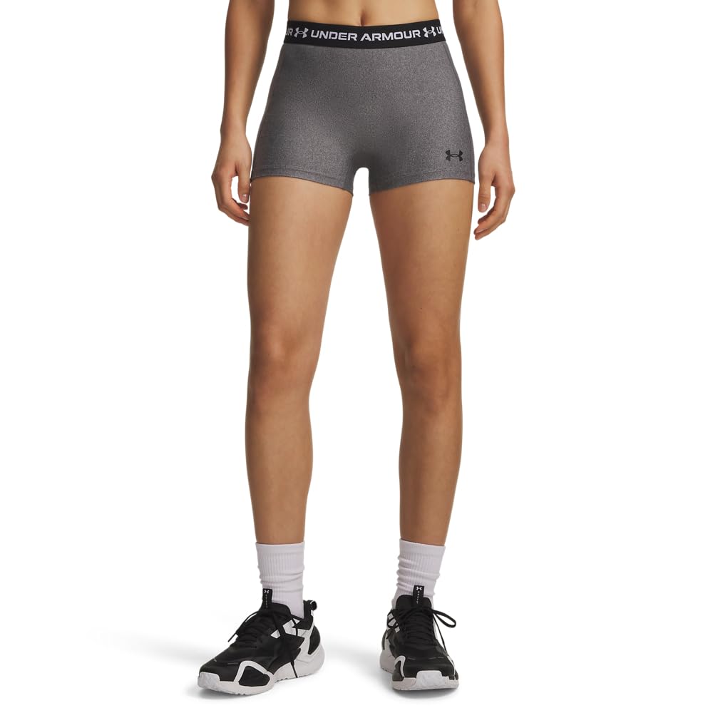 Under Armour Women's Heatgear Charcoal Light Heather/Black Shorty Shorts 6010725-01900 - Main Image