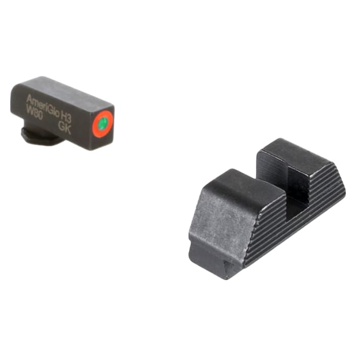 Ameriglo Protector Green Tritium w/Orange Outline Front, Black Serrated Rear Sight Set for Glock Gen5 9/40 GL-5433