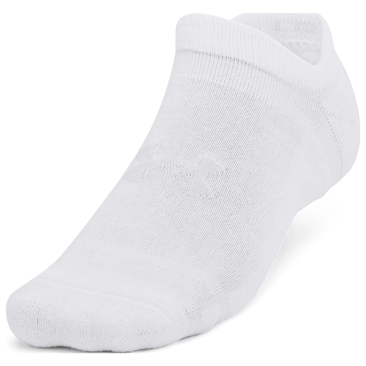 Under Armour Adult Unisex Essential Cushion White/Halo Gray No-Show Socks 1387057-10000 - Main Image