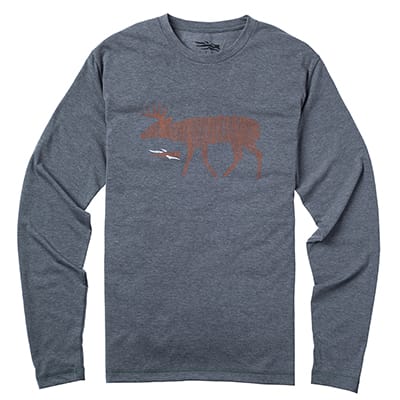 Sitka Deer Sketch Tee LS Lead Small|20036-PB-S