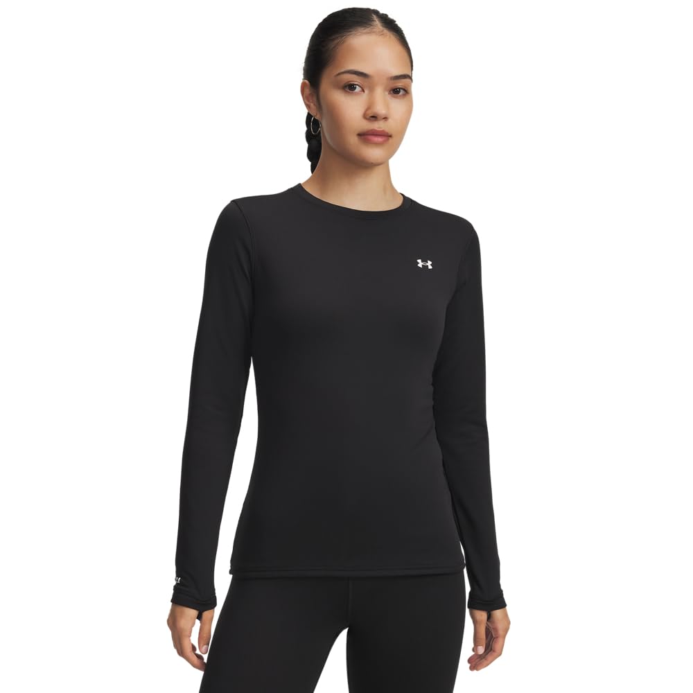 Under Armour Women's Coldgear Base 2.0 Crew Longsleeve Black/White Shirt 6004066-00200 - Main Image