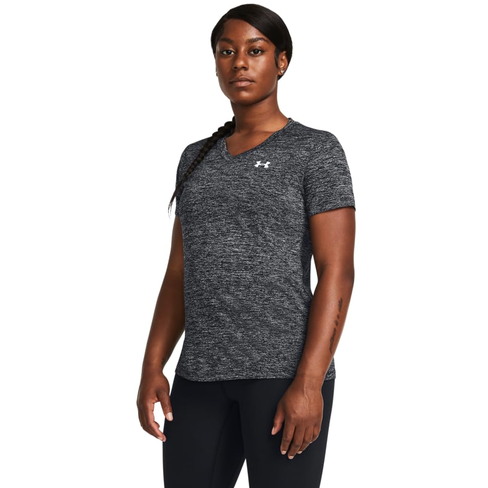 Under Armour Women's Tech Twist Shortsleeve Black/White Shirt 1384227-00100 - Main Image