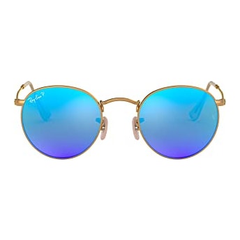 Ray-Ban Round Metal Matte Arista Blue Mirror Polar 0RB3447-1124L50