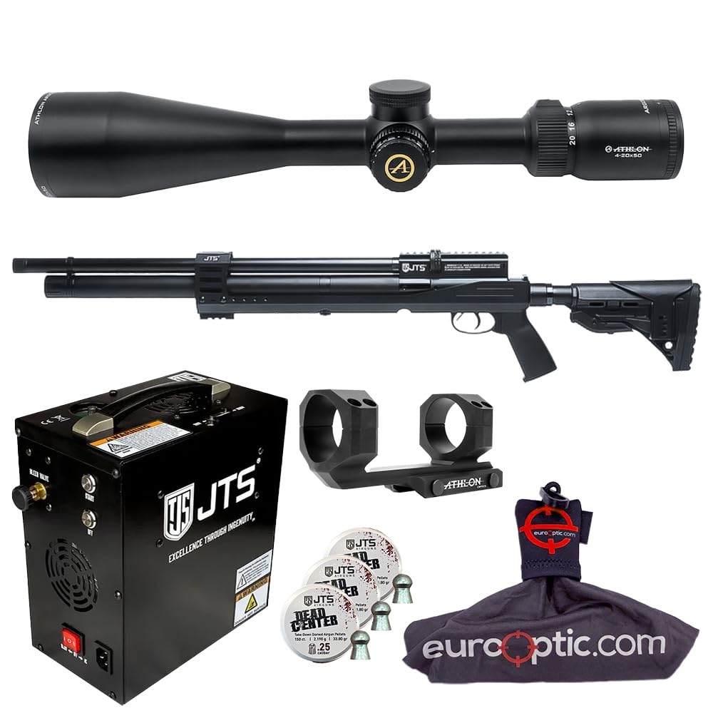 JTS Airacuda PRS MAX .25 Air Rifle w/ 2.190g Pellets, Athlon Argos HMR 4-20x50mm Scope & Mount, AutoStop Portable Compressor, Spudz Cleaning Cloth JAG - Main Image