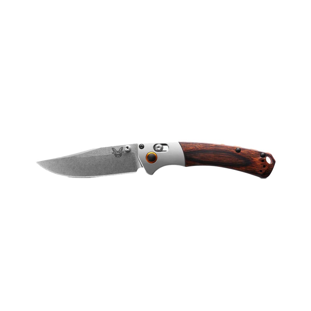 Benchmade Mini Crooked River AXIS Clip-Point Stud Gray Aluminum Wood Knife 15085-2