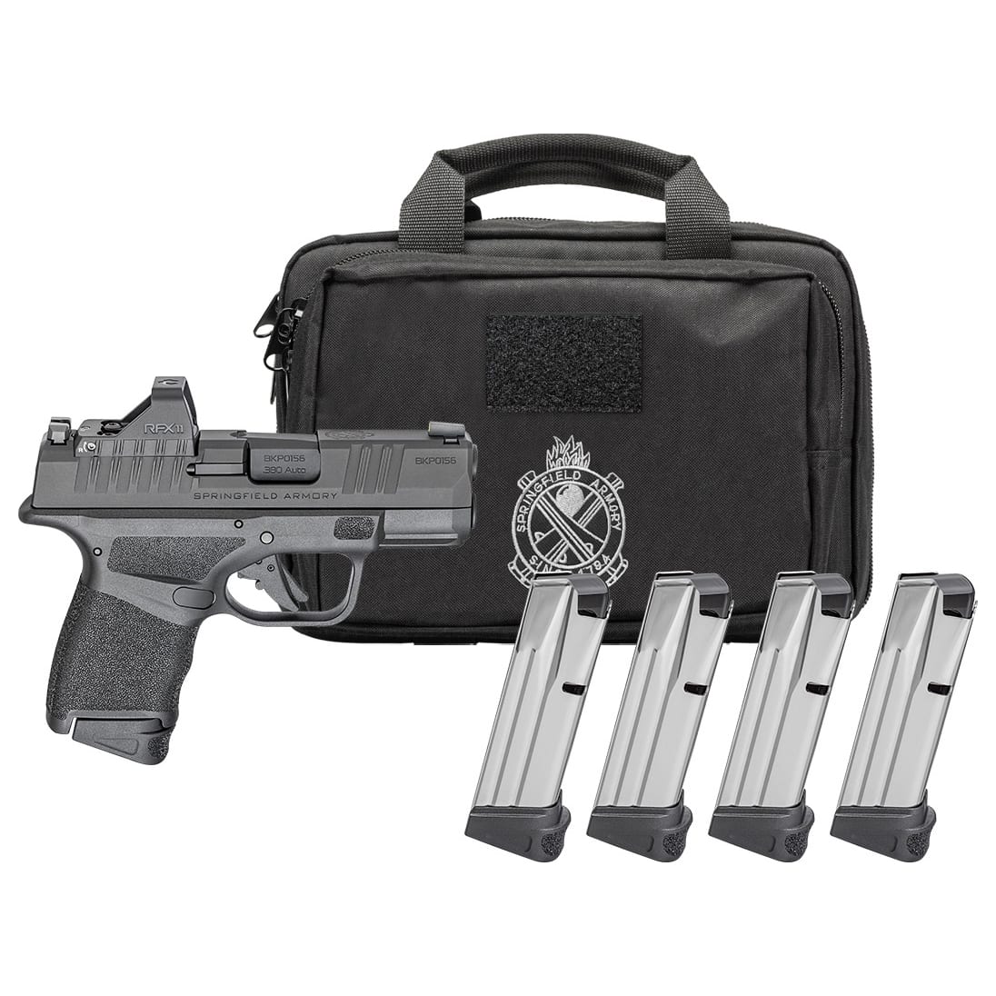 Springfield Armory Hellcat 9mm 3" Bbl Black Handgun w/ Viridian RFX11 Optic, Pistol Bag, 1x11rd & 3x13rd Mags HC9319BOSP-PAC - Main Image