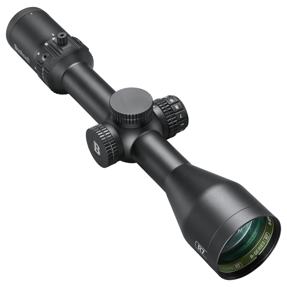 Bushnell 3-15x Magnification 50mm Lens R7 ED Black Riflescope SFP MOA Fiber Dot w/ Holdover Illuminated Reticle EXO Protective Barrier R7-31550A2 - Main Image
