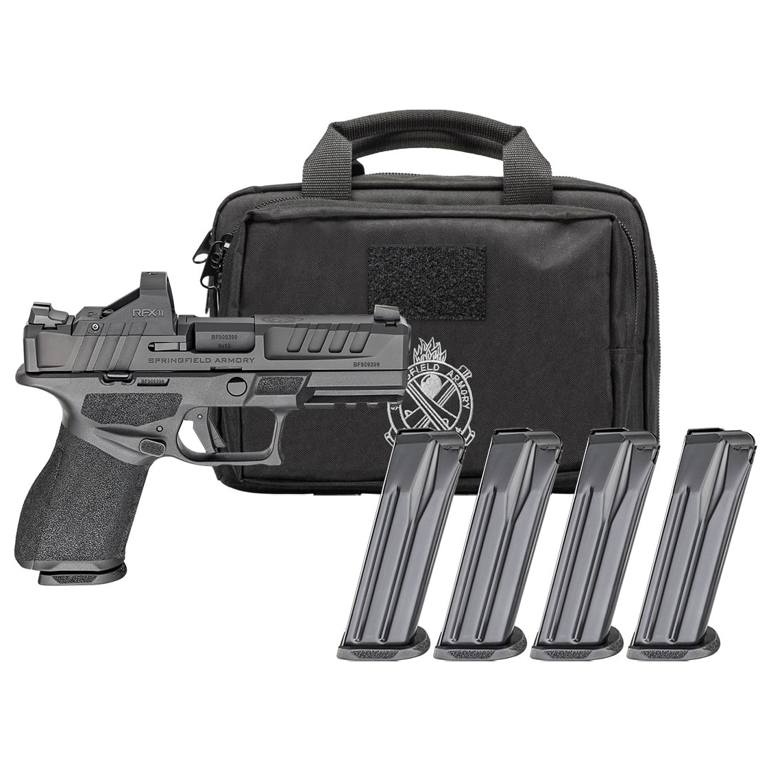 Springfield Armory Echelon 4.0C Compact 9mm 4" Bbl Black CA Compliant Handgun w/ Viridian RFX11 Optic, Pistol Bag, 4x10rd Mags EC9409BCA-PAC - Main Image