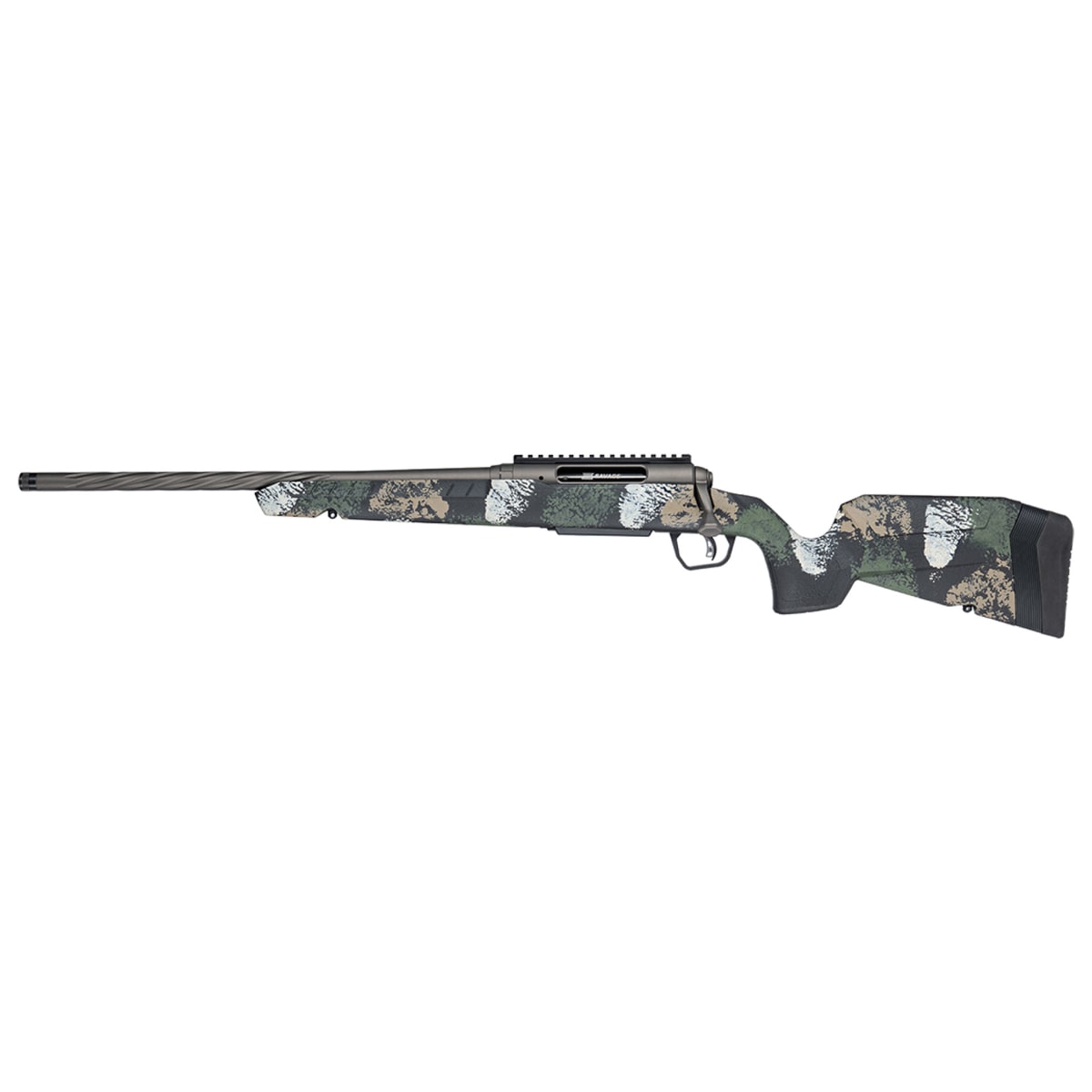 Savage Arms G4 Axis 2 Pro Forest SP Camo LH .243 WIN 1:9.25" 5/8x24 20" Heavy Sporter Spiral Fluted Bbl Carbon Steel/Synth Gun Metal BRZ Rifle 33286 - Main Image