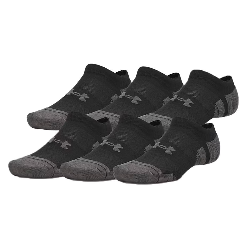 Under Armour Adult Unisex Performance Tech Ultimate Black/Jet Gray No-Show Socks 6015142-01000 - Main Image