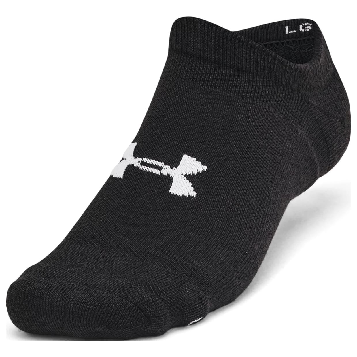 Under Armour Adult Unisex Essential Cushion Black/Halo Gray No-Show Socks 1387057-00200 - Main Image