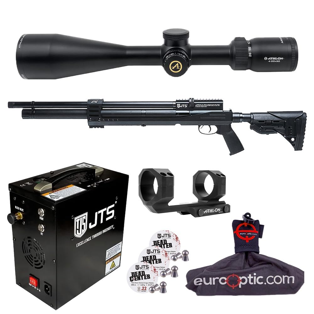 JTS Airacuda PRS MAX .22 Air Rifle w/ 1.430g Pellets, Athlon Argos HMR 4-20x50mm Scope & Mount, AutoStop Compressor, Spudz Cleaning Cloth JAGPRSM22B-K - Main Image
